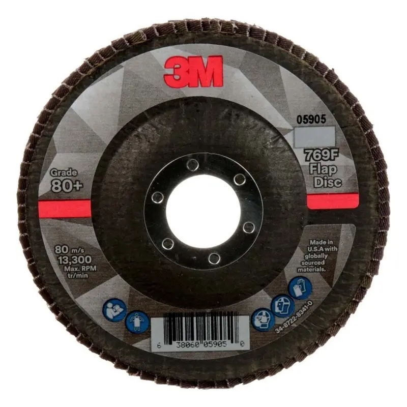 3M 05905 Flap Disc – 4-1/2" X 7/8", Type 27, 80+ Grit Aluminum Oxide (10-Pack) 1