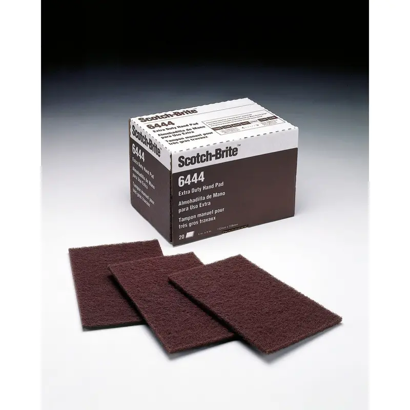 3M 6444 Scotch-Brite Hand Pad – Extra Duty, Fine Brown Aluminum Oxide, 6" X 9" (60-Pack) 1