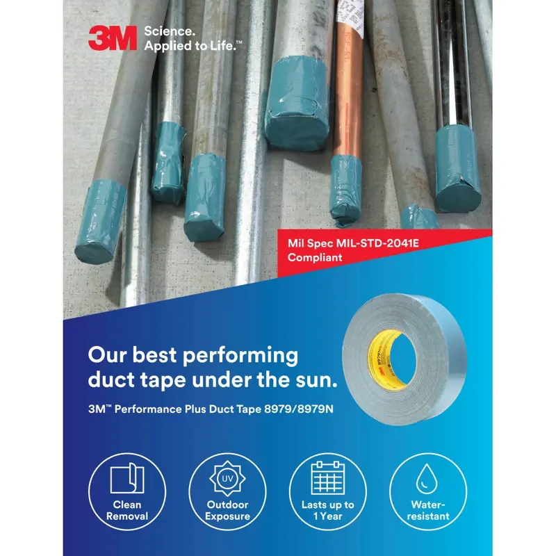 3M 8979 Performance Plus Slate Blue Duct Tape – 48 Mm × 54.8 M, 12.1 Mil, 24-Pack 1