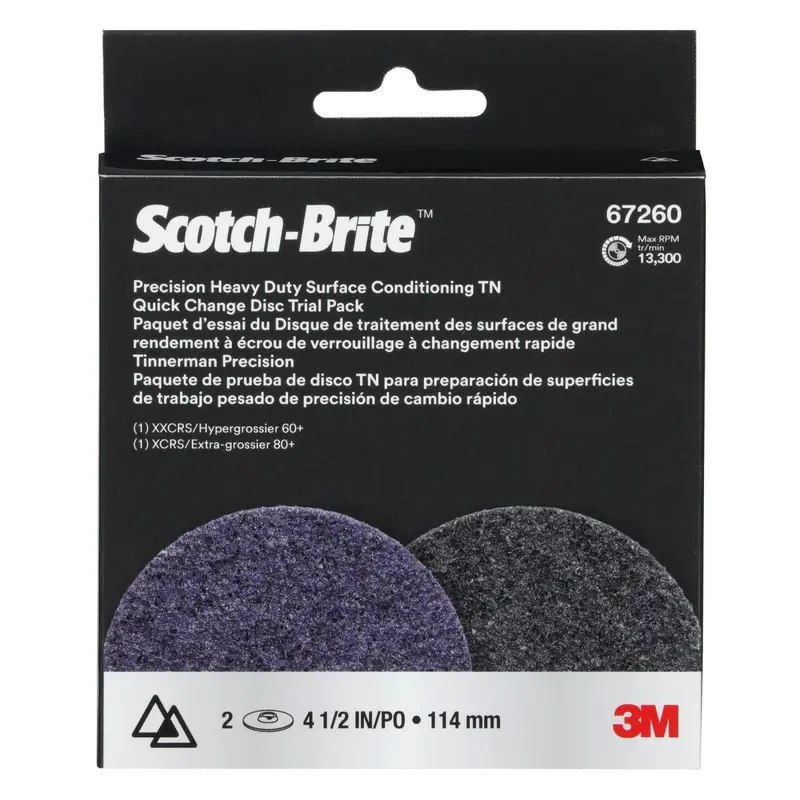 3M Scotch-Brite Precision Heavy-Duty Surface Conditioning Discs – Hd-Dn Trial Pack, Assorted 80+ & 60+ Grits, Purple, 4.5", 10-Pack 1