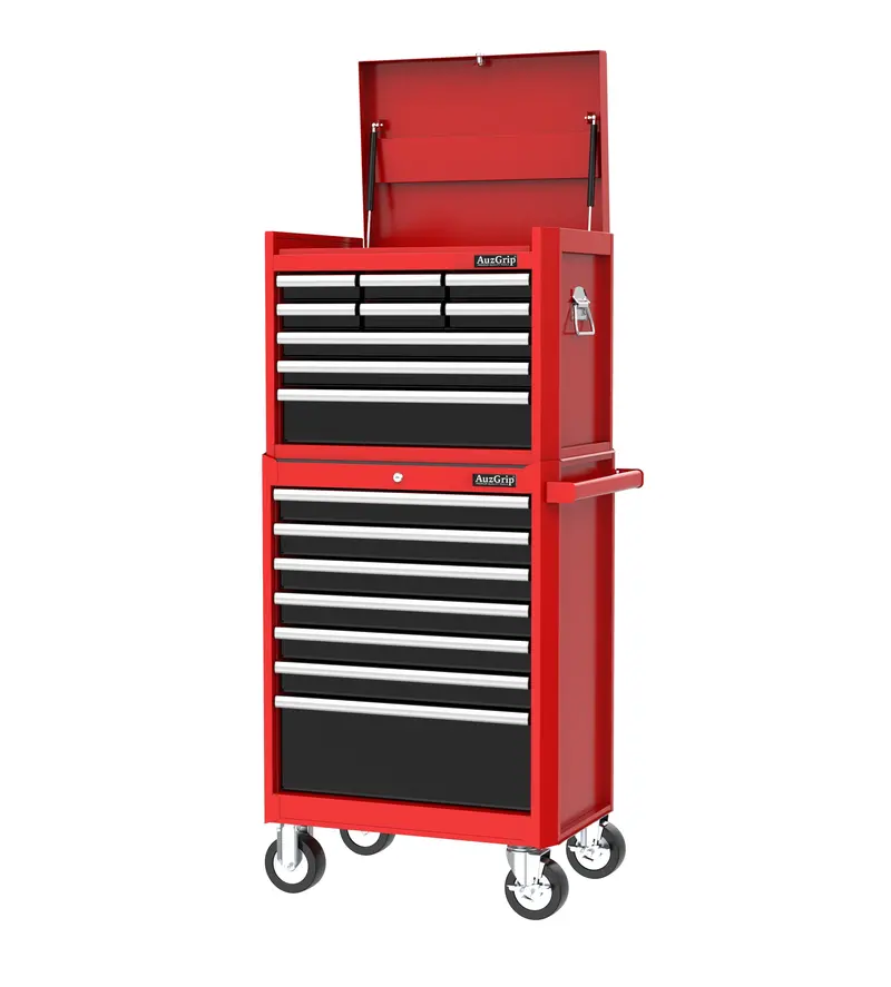 Auzgrip A10001 26-Inch 16-Drawer Tool Chest & Roller Cabinet Combo – Red/Black Finish 1