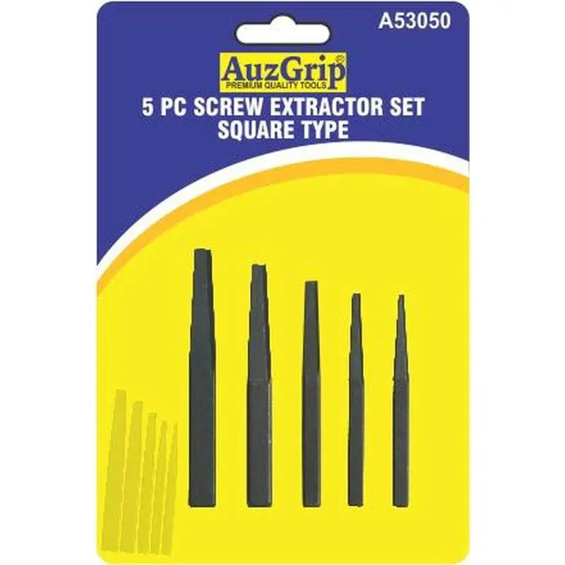 Auzgrip A53050 5-Piece Square-Type Screw Extractor Set For Stripped Or Seized Screws 1