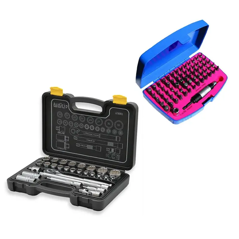 Auzgrip A76001 28-Piece Standard Socket Set + A71275 67-Piece Power Bit Collection 1
