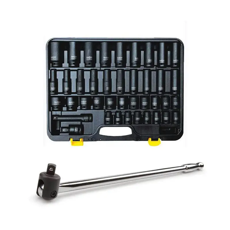 Auzgrip A84401 40-Piece 1/2" Metric Impact Socket Set With A67300 Breaker Bar 1