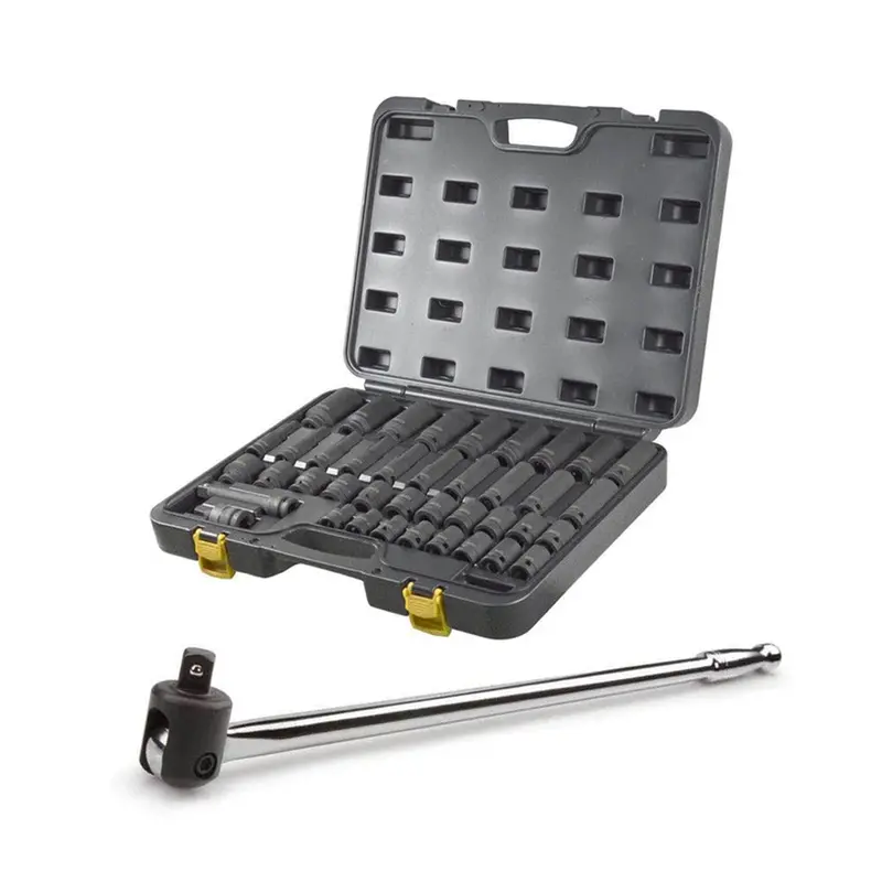 Auzgrip A84618 34-Piece 1/2" Sae Impact Socket Kit With A67300 Breaker Bar 1