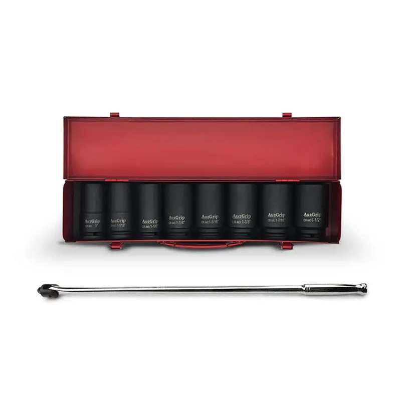 Auzgrip A86608 8-Piece 3/4" Sae Deep Impact Socket Set + A67310 Breaker Bar 1
