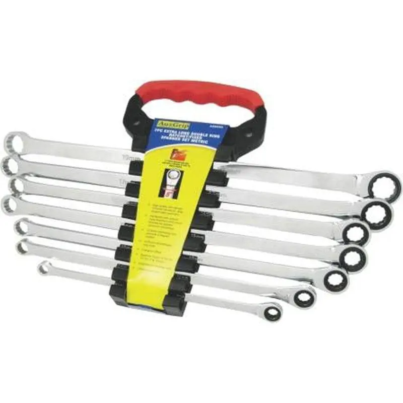 Auzgrip A88050 7-Piece Extended-Length Metric Ratchet & Fixed Wrench Combo 1