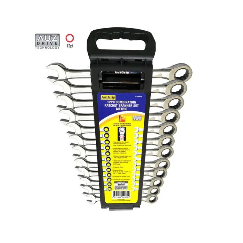 Auzgrip A89415 12-Piece Metric Combination Ratchet Wrench Set 1