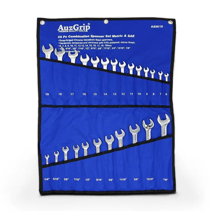 Auzgrip A89610 25-Piece Metric Combination Wrench Set – Full-Size Spanner Kit In Durable Case 1
