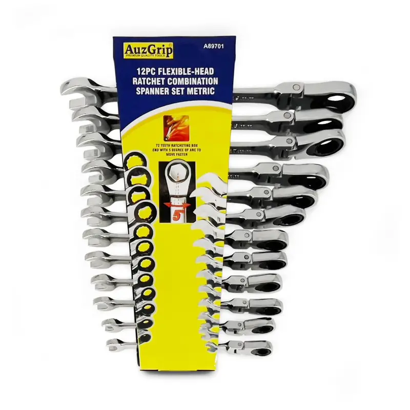 Auzgrip A89701 12-Piece Metric Flexible Combination Ratchet Wrench Kit 1