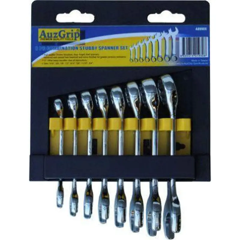 Auzgrip A89906 8-Piece Sae Stubby Combination Wrench Set 1
