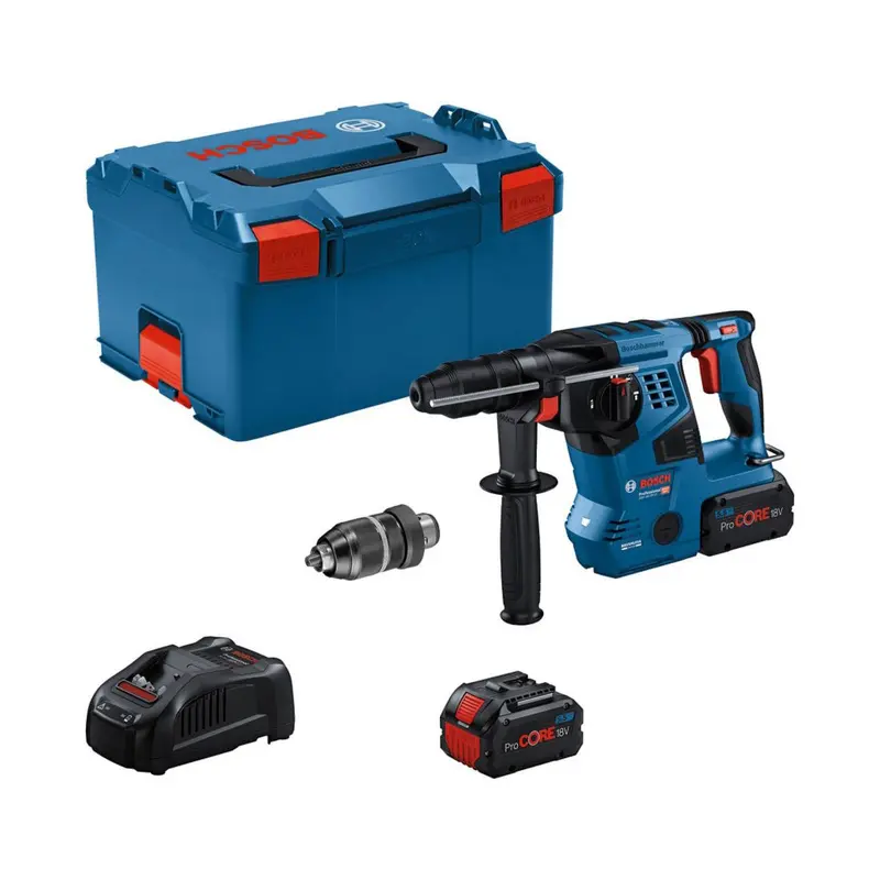 Bosch Gbh 18V-28 Cf Sds-Plus Rotary Hammer – Dual 5.5Ah Batteries, Charger & Hard Case (0611921075) 1