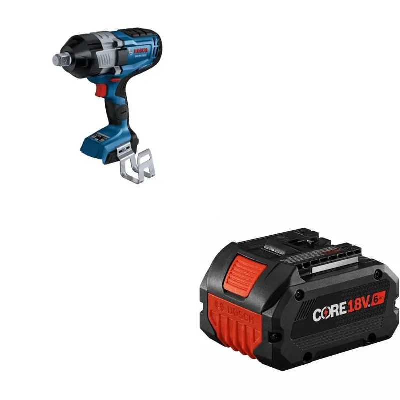 Bosch Gds18V-1180Cn 3/4" High-Power Impact Wrench Kit With Complimentary Gba18V60 6Ah Battery 1