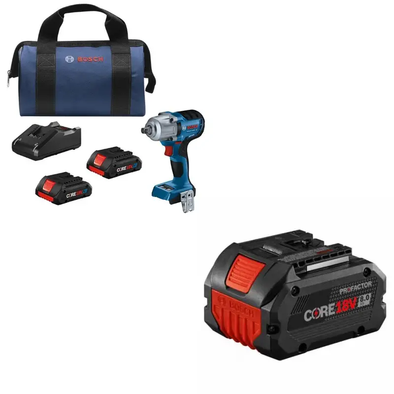 Bosch Gds18V-330Pcb25 18V High-Torque Impact Wrench Bundle With Gba18V80 8.0Ah Battery Included 1