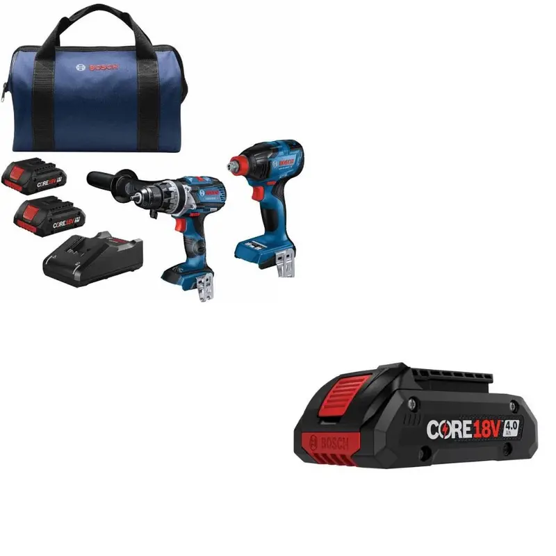 Bosch Gxl18V-227B25 18V 2-Tool Combo Kit Featuring Free Exba18V-40 4Ah Battery 1