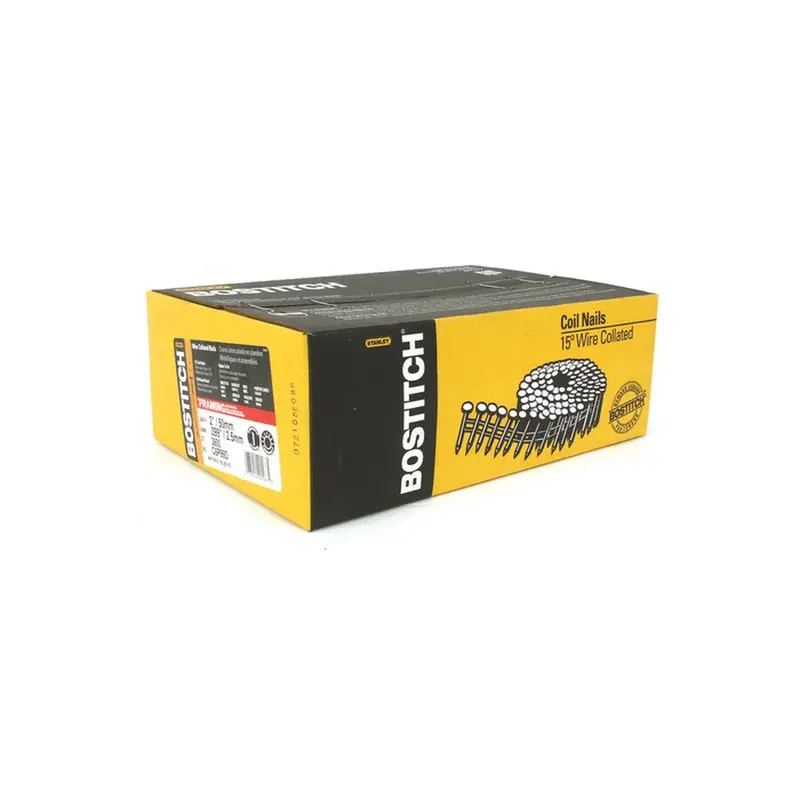 Bostitch 15° Coil Siding Nails – 2" X 0.099", Coated Steel, Diamond Point (3600 Count) 1