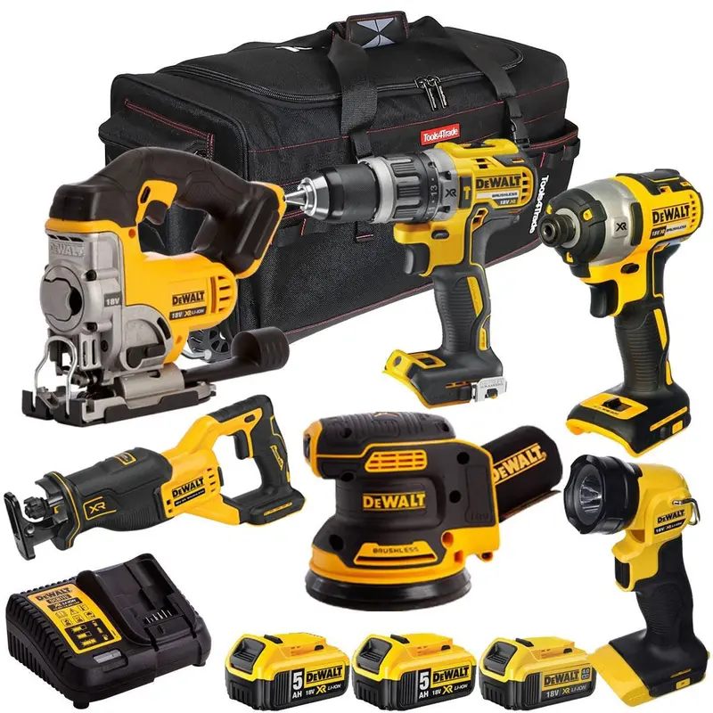 Dewalt 18V 6-Piece Power Tool Kit – 3 Batteries, Charger & Protective Carry Case (T4Tkit-2861) 1