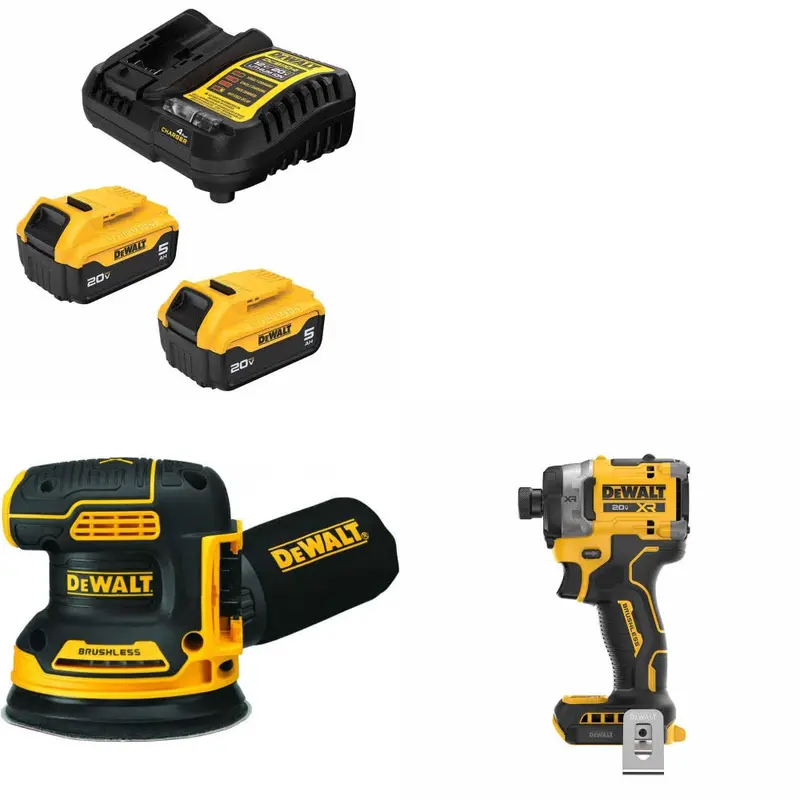 Dewalt Dcb205-2C 20V Battery Kit Featuring Dcw210B Sander And Dcf860B Impact Driver 1