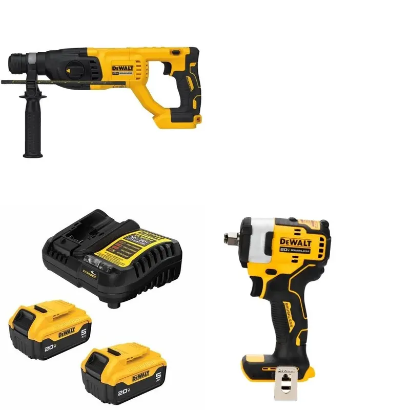 Dewalt Dcb205-2C 20V Max Dual-Battery Kit With Complimentary Rotary Hammer And Impact Wrench 1