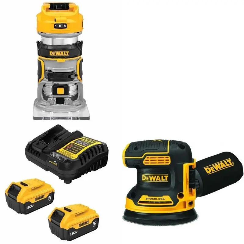 Dewalt Dcb205-2C 20V Max Dual-Battery Kit With Free Router And Orbital Sander 1