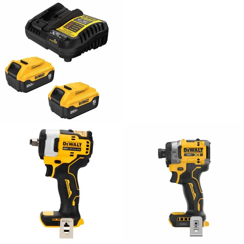 Dewalt Dcb205-2C 20V Max Xr 5Ah Battery Kit With Dcf911B Impact Wrench And Dcf860B Impact Driver 1