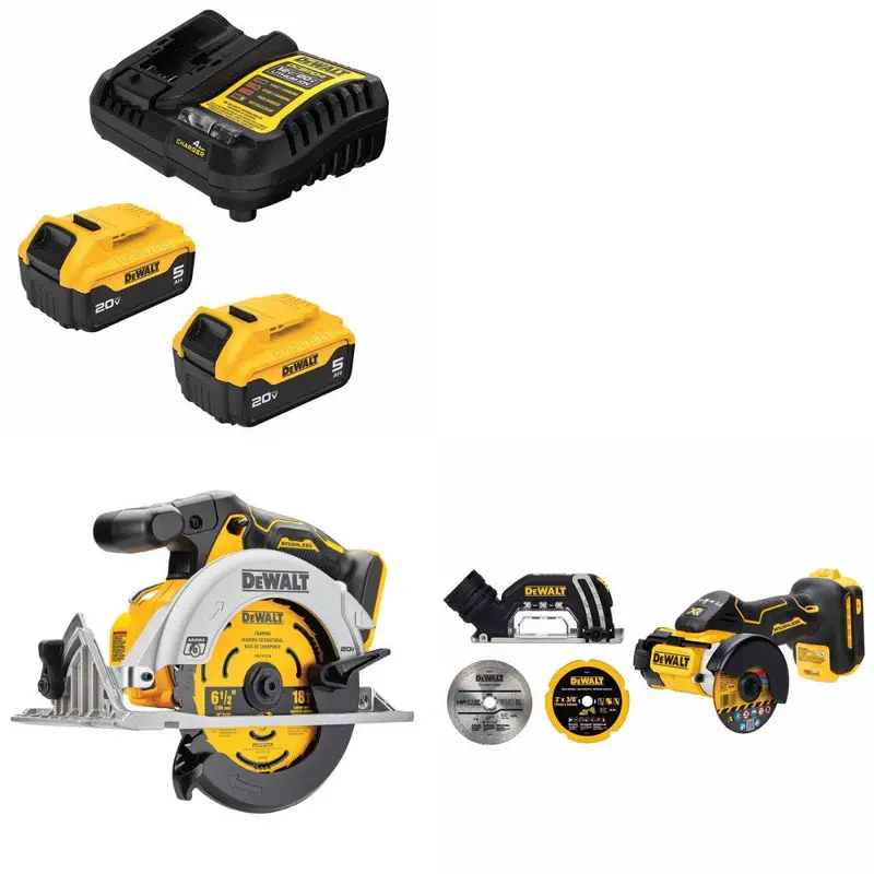 Dewalt Dcb205-2C 5Ah Battery Kit: Dcs565B Circular Saw + Dcs438B 3" Cut-Off Tool 1