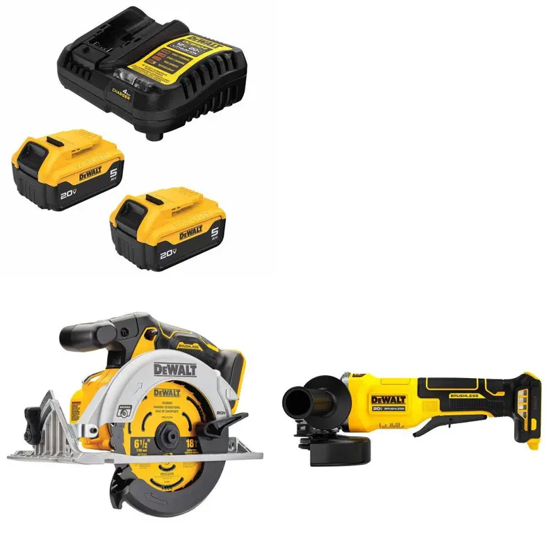 Dewalt Dcb205-2C 5Ah Kit: Dcs565B Circular Saw + Dcg408B Angle Grinder 1