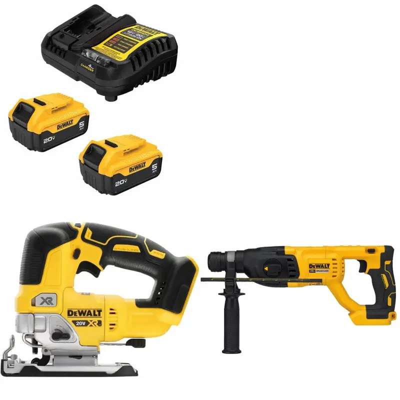 Dewalt Dcb205-2C Dual 20V Max Battery Bundle With Complimentary Dcs334B Jig Saw And Dch133B Hammer 1