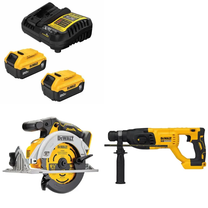 Dewalt Dcb205-2C Kit With Dcs565B Circular Saw And Dch133B Rotary Hammer 1