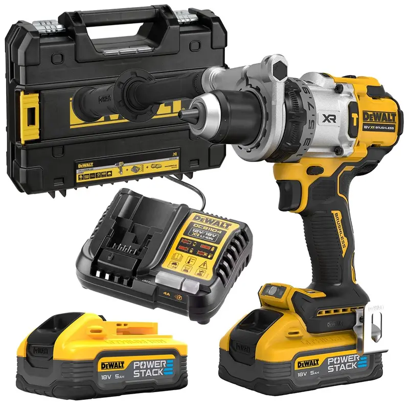 Dewalt Dcd1007H2T-Gb 18V Xr Brushless Combi Drill Kit – Includes Two 5.0Ah Powerstack Batteries, Charger & Heavy-Duty Case 1