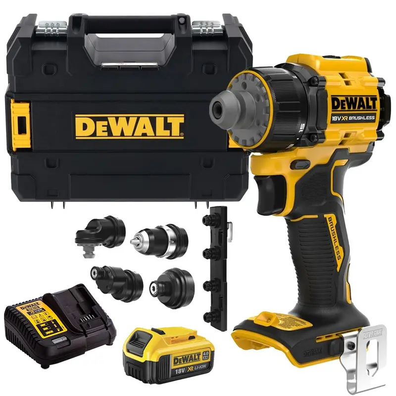 Dewalt Dcd803Nt-Xj 18V Xr Brushless Multi-Head Drill Driver – 4.0Ah Battery, Charger & Carry Case 1