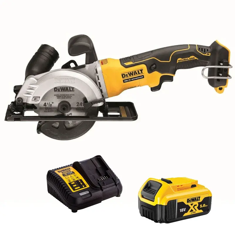 Dewalt Dcs571N 18V Xr Brushless 115Mm Compact Circular Saw – With 5.0Ah Battery & Charger 1
