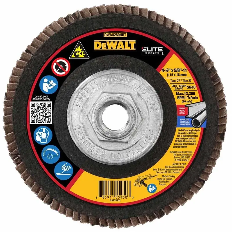 Dewalt Dwa8280Hrt Elite Series 4-1/2" X 5/8"-11 Flap Disc – High-Density T27 Format 1