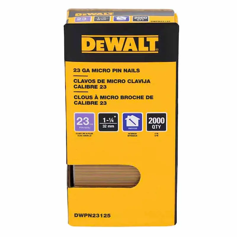 Dewalt Dwpn23125 23-Gauge Micro Pin Nails — 1-1/4-Inch Length, 2000-Pack For Trim & Finish Work 1