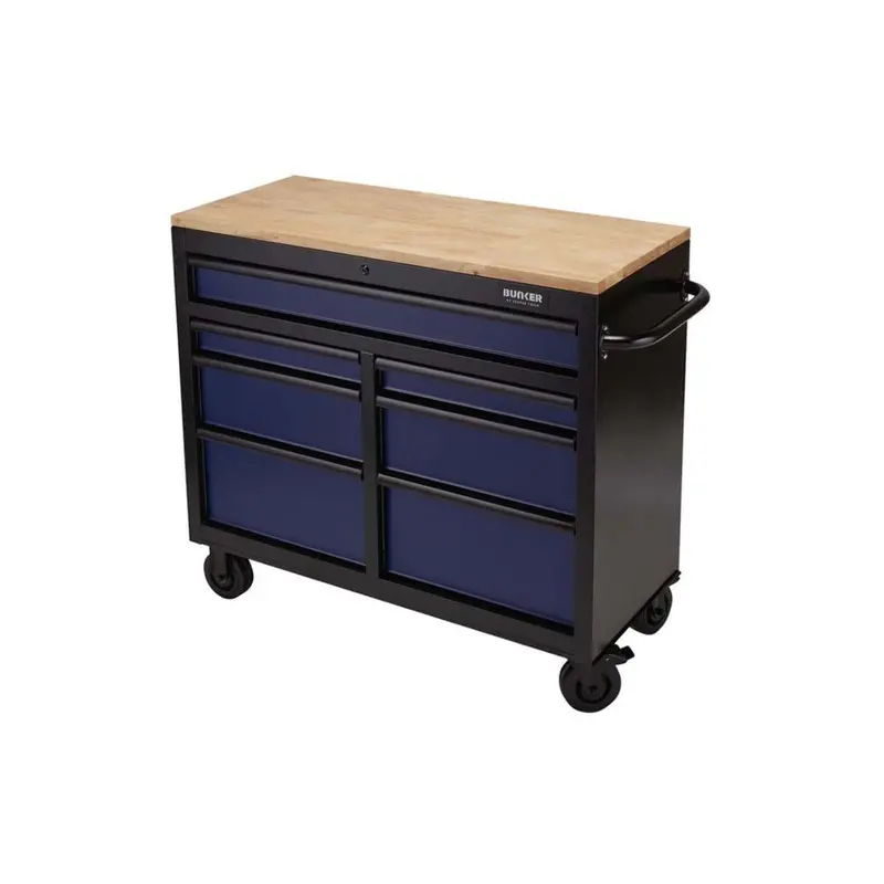Draper B100-41B Bunker Roller Cabinet – 41" Workbench With 7-Drawer Blue Storage 1