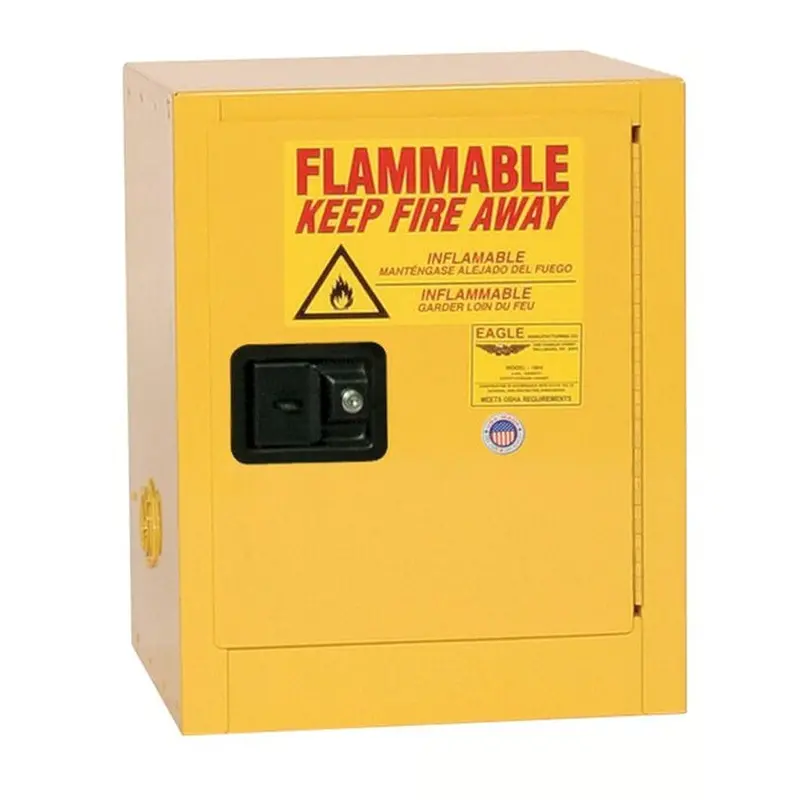Eagle 1904X Benchtop Flammable Liquid Cabinet – 4-Gallon Manual-Close Yellow Safety Unit With Single Shelf 1