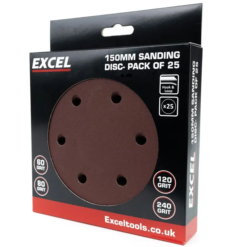 Excel 150Mm Sanding Disc Variety Pack – 25-Piece Mixed Grit Assortment 1