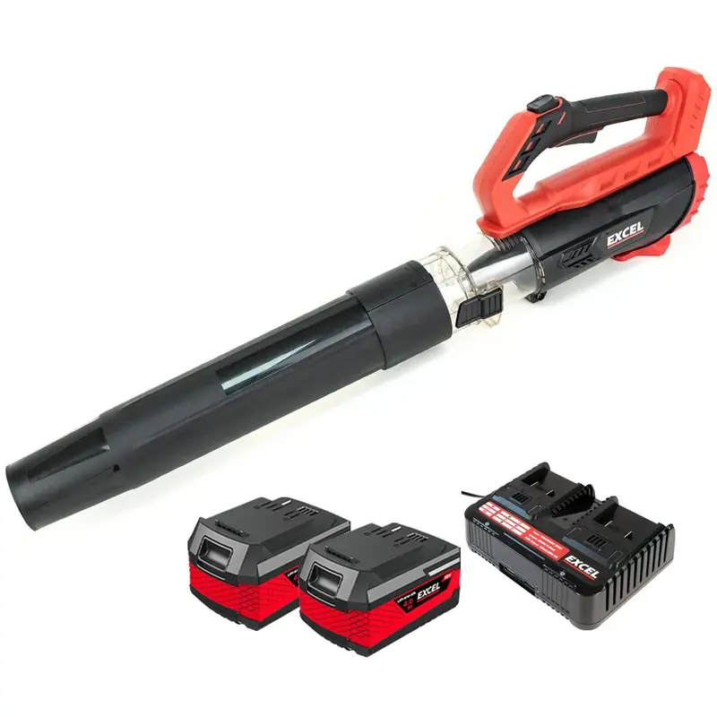 Excel 18V 2-Speed Garden Leaf Blower – Dual 4.0Ah Batteries & Dual-Port Fast Charger 1