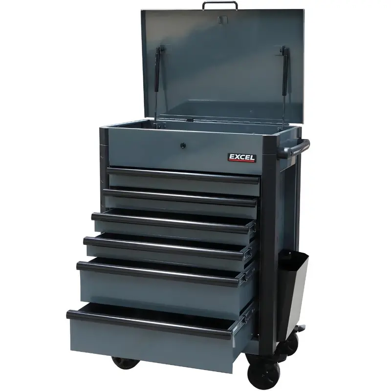 Excel 28" Heavy-Gauge 6-Drawer Tool Chest – Black & Grey Configuration 1
