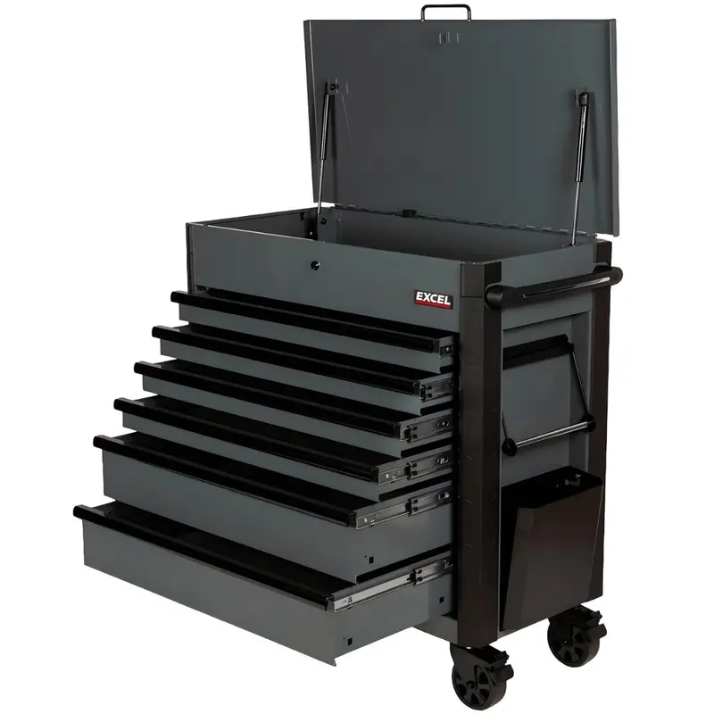 Excel 38" Industrial-Strength 6-Drawer Tool Storage Cabinet – Black & Grey 1