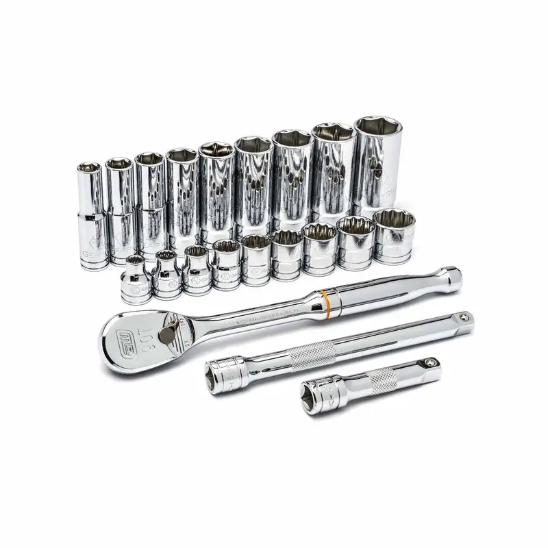 Gearwrench 3/8" Drive 21-Piece Hybrid Sae Socket Set (6 & 12-Point, Standard & Deep) (Model 80557) 1