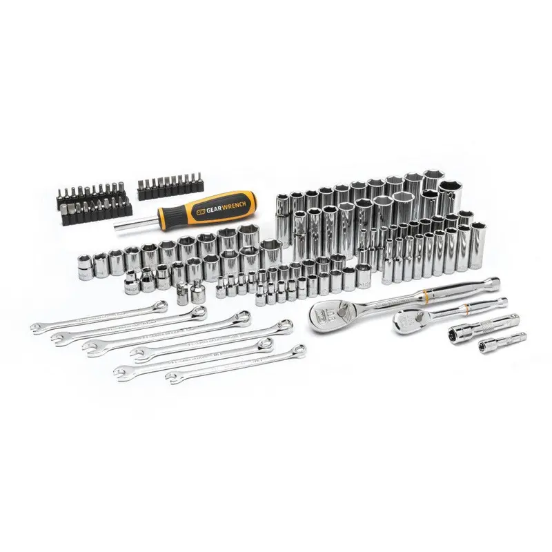 Gearwrench Gw90Scbmts 121-Piece Sae/Metric Mechanics Hand Tool Set (1/4" & 3/8" Drives, 90-Tooth Ratchets) 1