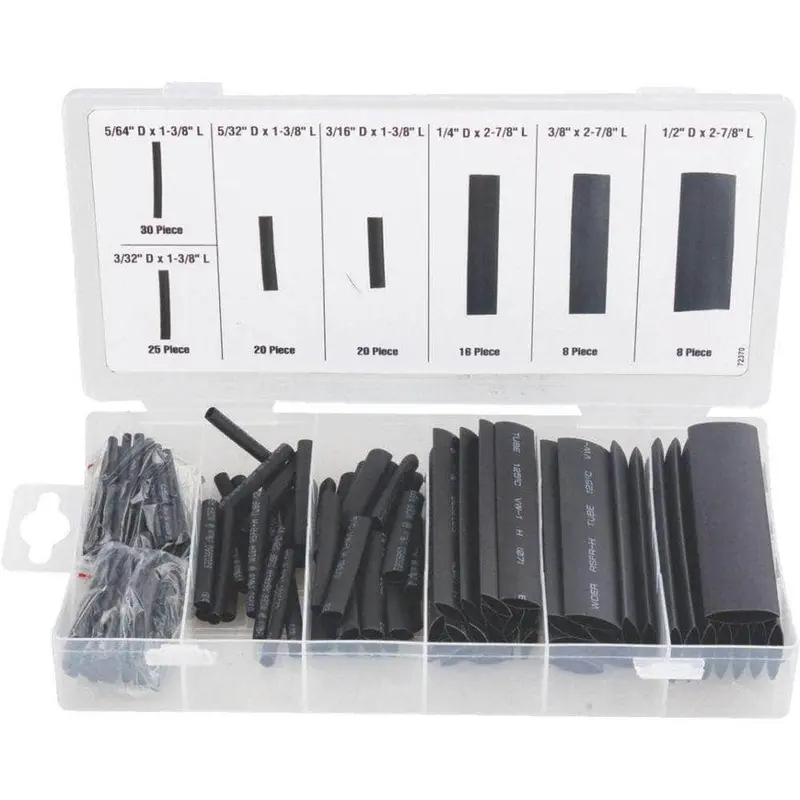 Grip 43113 127-Piece Black Heat-Shrink Tubing Bundle – 2:1 Shrink Ratio 1