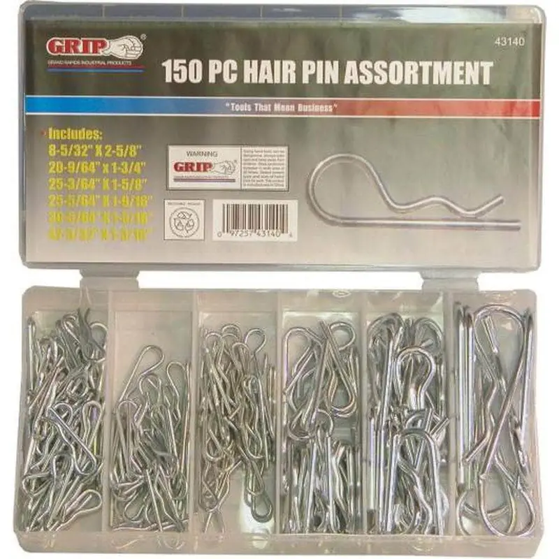 Grip 43140 150-Piece Sae-Sized Hairpin R-Clips – Zinc Finish 1