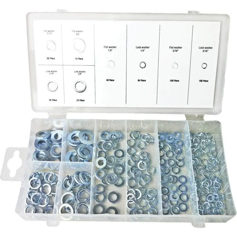 Grip 43146 500-Piece Flat And Lock Washer Collection – Zinc Coated 1