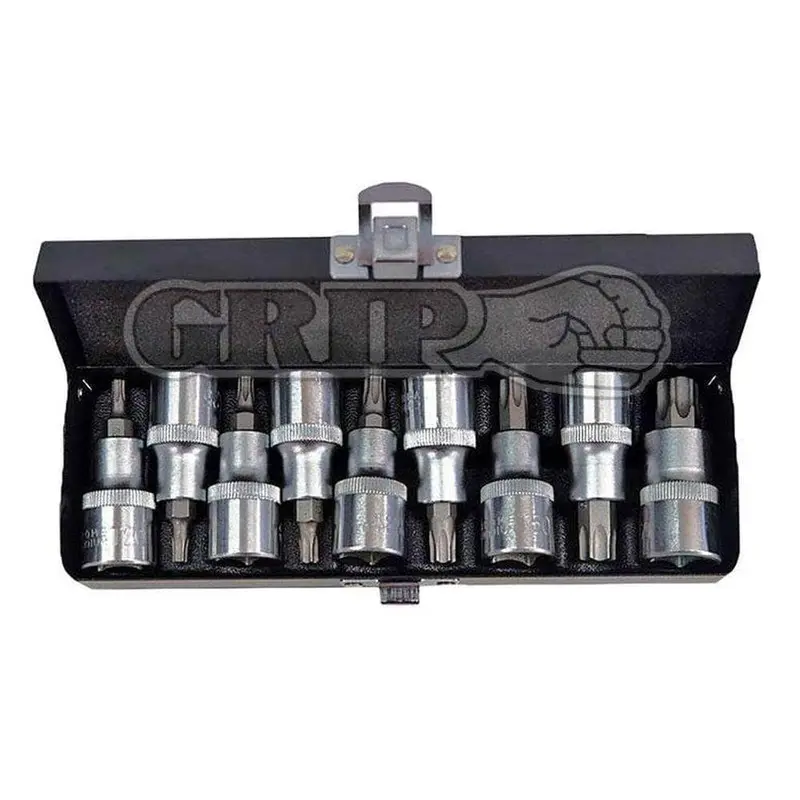 Grip 71025 9-Piece E-Torx Socket Set – T20–T60, 1/2" Drive 1