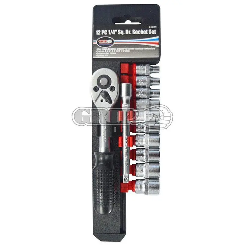 Grip 75280 12-Piece Metric Socket Set – 1/4" Drive, 4–13Mm 1