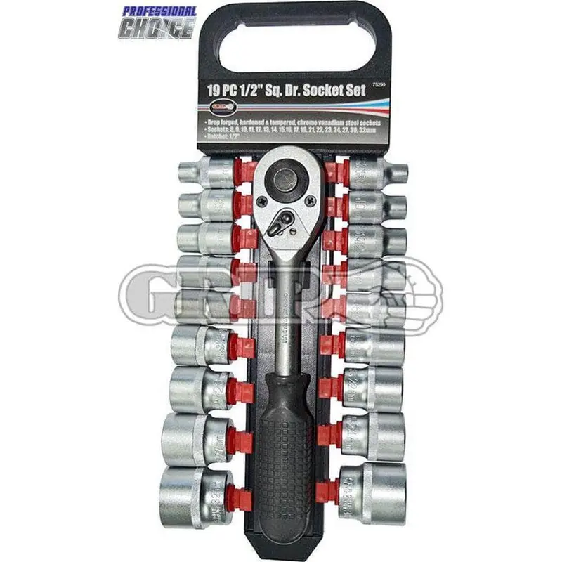 Grip 75290 19-Piece Metric Socket Set – 1/2" Drive, 8–32Mm 1