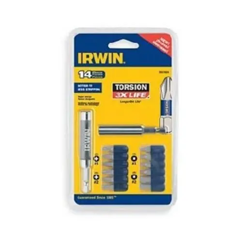 Irwin 3057024 Torsion Impact Bit Set – 14-Piece, Heat-Treated Alloy Steel 1
