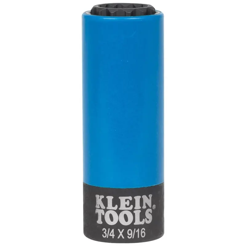 Klein 66030 Dual-Size Coated Impact Socket – 12-Point, 3/4" And 9/16" (Single Unit) 1